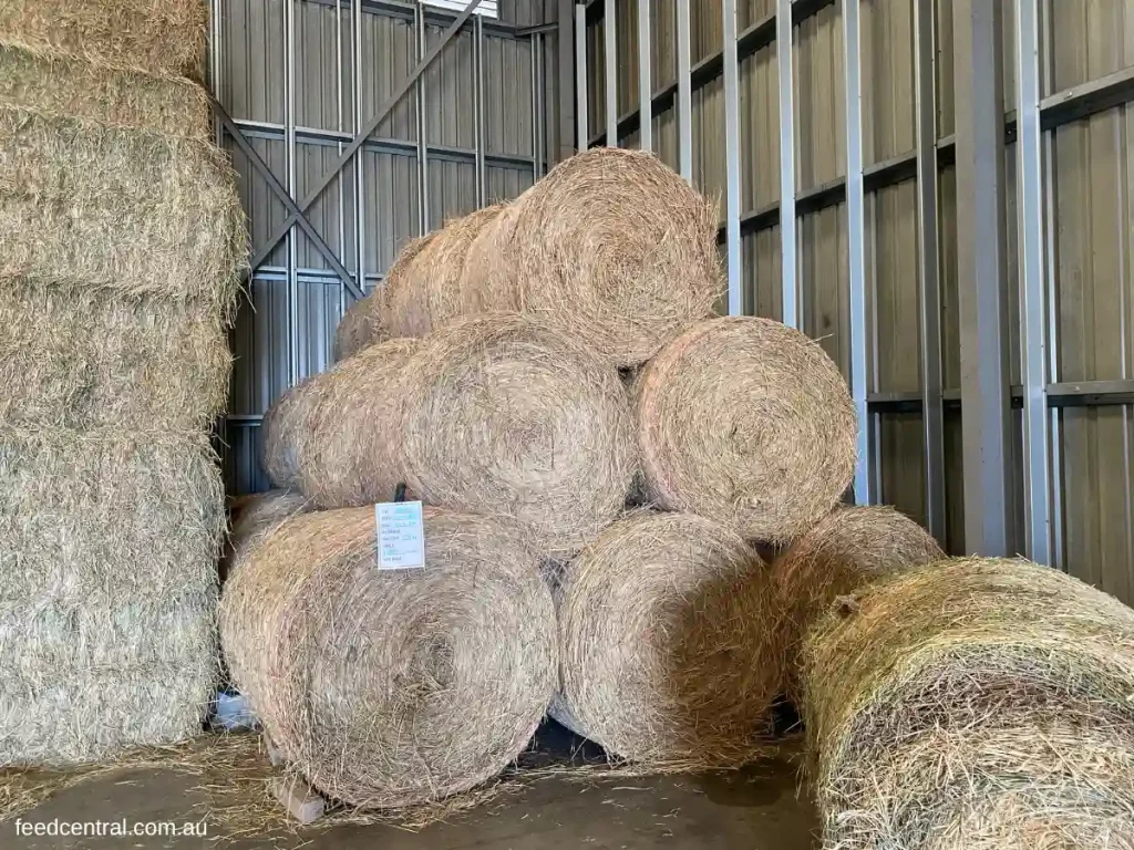 Stack of round hay bales